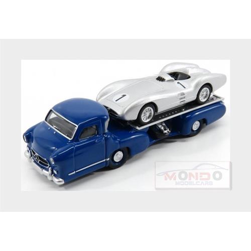 Mercedes Benz Racing Car Transporter Truck Renntransporter 1955 + W196 Spider 1955 Blue NV311000