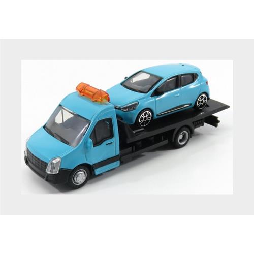 Mercedes Benz Sprinter Soccorso Stradale With Renault Clio Iv 4-Door 2013 Carro Attrezzi Wrecker Road Service Light Blue BU31401LB