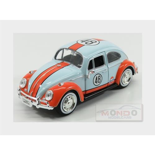 1:24 MOTORMAX Volkswagen Beetle Kafer #48 Gulf 1966 Light Blue Orange MTM79655