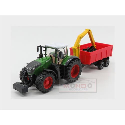 Fendt Vario 1000 Tractor With Crane And Trailer 2016 Green Grey Red 1:40 BU31653