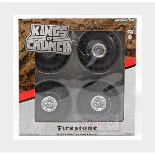 Accessories Set 4X Wheels Firestone Monster Truck Set 4 Ruote Silver Black GREEN13558
