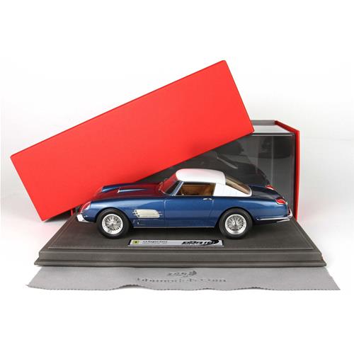 1:18 BBR Ferrari 410 Superfast 4.9 S/N0719 Coupe 1957 Con Vetrina With Showcase Light Blue Met White BBR1833V
