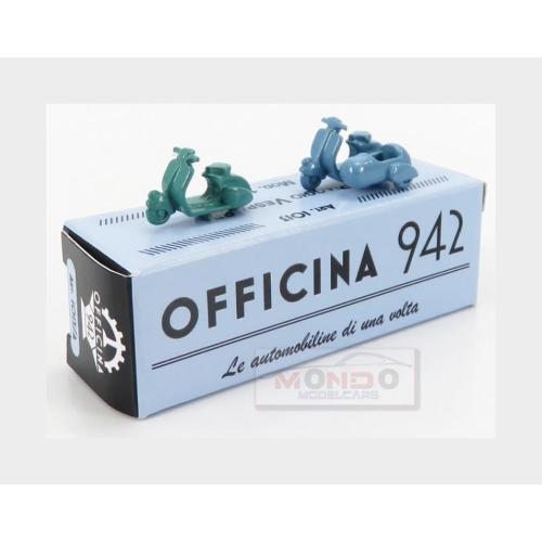 Piaggio Set 2X Vespa 98 + Vespa 98 Sidecar 1946 Green Light Blue ART1013A