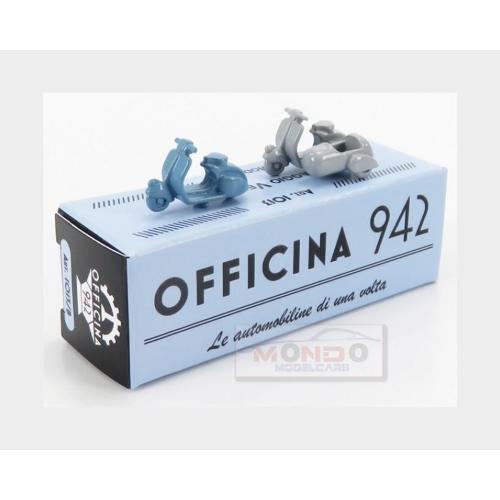 Piaggio Set 2X Vespa 98 + Vespa 98 Sidecar 1946 Light Blue Light Grey ART1013B