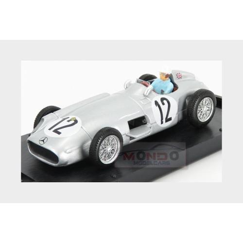 Mercedes Benz F1 W196 #12 Winner British Gp 1955 S.Moss 1St F1 Victory With Driver Figure Silver R072C-CH