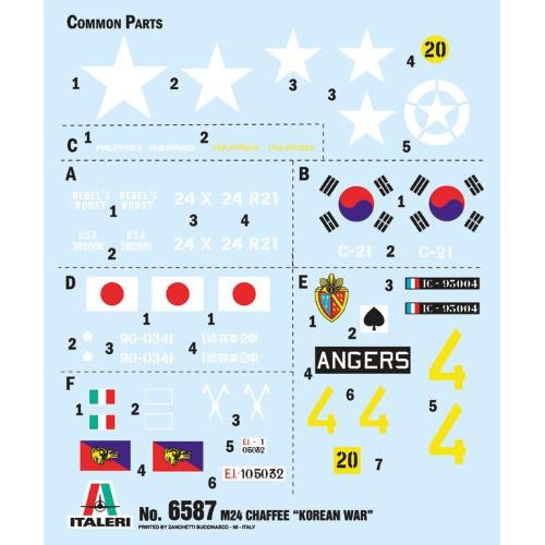 M-24 Chaffe Korean War Canna In Metallo Cingoli In Gomma Incollabile, In Alternativa Link And Lenght – Decals Per 6 Versioni Kit IT6587