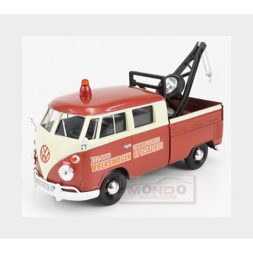 1:24 MOTORMAX Volkswagen T1 Type 2 Double Cabine Pick-Up 1961 Carro Attrezzi Wrecker Road Service Brown Beige MTM79585