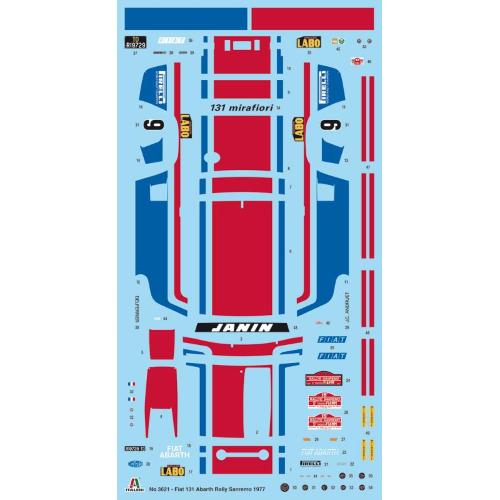 1:24 ITALERI Fiat 131 Abarth 1977 San Remo Rally Winner Kit IT3621