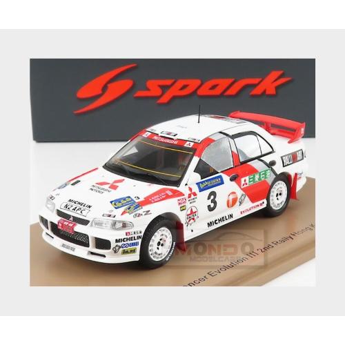 1:43 SPARK Mitsubishi Lancer Evolution Iii #3 2Nd Rally Beijing Hong Kong 1996 R.Burns R.Reid White Red S6515