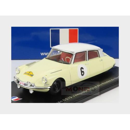 1:43 SPARK Citroen Ds19 Police 6 Winner Rally Routes Du Nord 1963 L.Bianchi P.Ickx Ivory White SF230