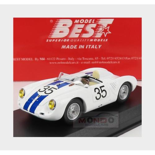 1:43 BEST Porsche 550 Rs Spider #35 24H Le Mans 1957 Hugus G.De Beaufort White Blue BE9619-2