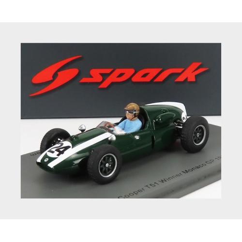 1:43 SPARK Cooper F1 T51 Climax Team Cooper Car Company #24 Winner Monaco Gp Jack Brabham 1959 World Champion Green White S8039