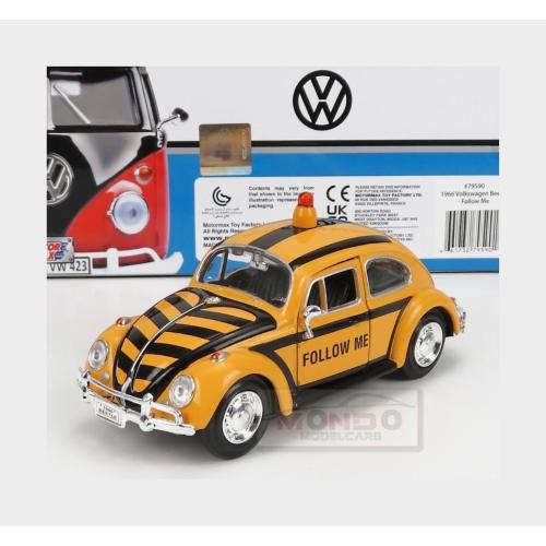 1:24 MOTORMAX Volkswagen Beetle Airport Follow Me Service Car 1968 Yellow Black MTM79590