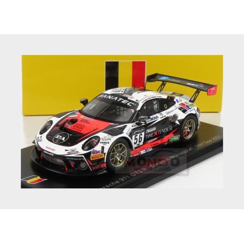 1:43 SPARK Porsche 911 991 Gt3 R Team Dinamic Motorsport #56 24H Spa 2021 R.Dumas A.Rizzoli M.O.Pedersen White Black Red SB475