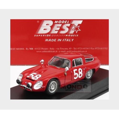 1:43 BEST Alfa Romeo Tz1 #58 Targa Florio 1964 Bussinello Todaro Red BE9067-2