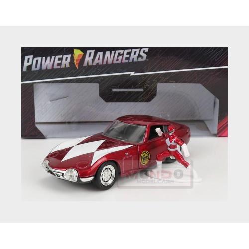 1:32 JADA Toyota 2000Gt Coupe 1967 With Power Rangers Figure Red Met White JADA33074