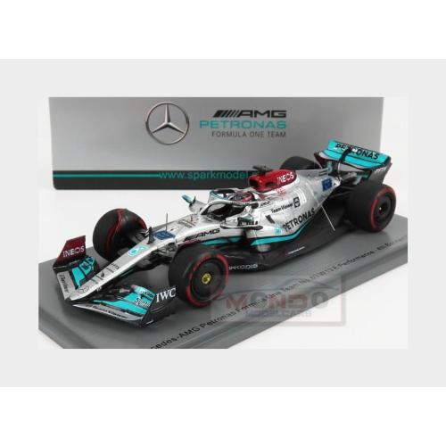1:43 SPARK Mercedes Gp F1 W13E Team Mercedes-Amg Petronas F1 #63 4Th Bahrain Gp 2022 George Russel Silver Green S8516