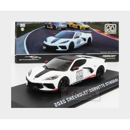 1:43 GREENLIGHT Chevrolet Corvette C8 Official Pace Car Road America 2020 White GREEN86623