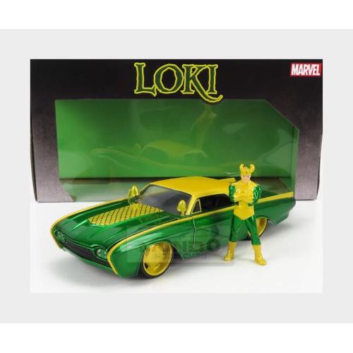 1:24 JADA Ford Usa Thunderbird With Marvel Loki 1963 Green Yellow 253225026-33357