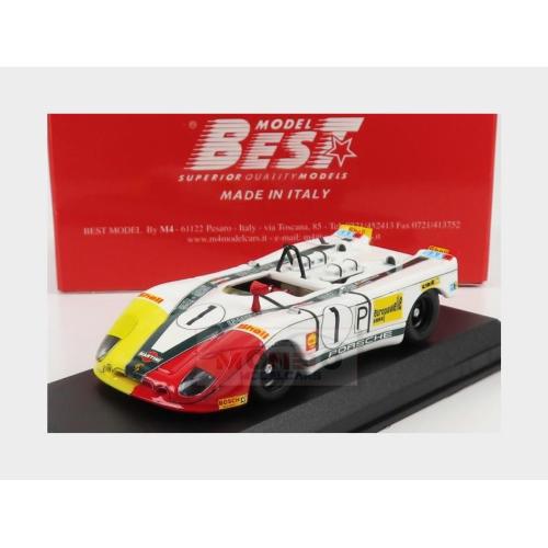1:43 BEST Porsche 908/02K Flunder #1 1000Km Nurburgring 1970 G.Larrousse H.Marko White Red Yellow BE9162-2