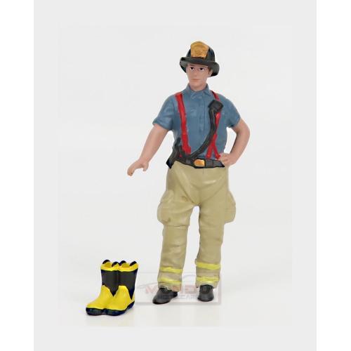 1:24 AMERICAN DIORAMA Figures Firefighters Getting Ready Blue Beige AMDI76419