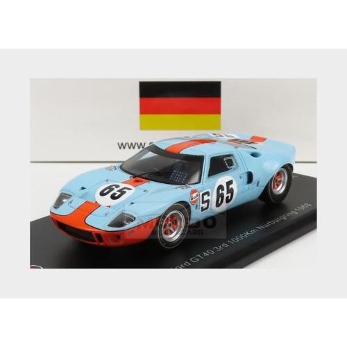 1:43 SPARK Ford Usa Gt40 Mkiv 7.0L V8 #65 3Rd 1000Km Nurburgring 1968 J.Ickx P.Hawkins Light Blue Orange SG817