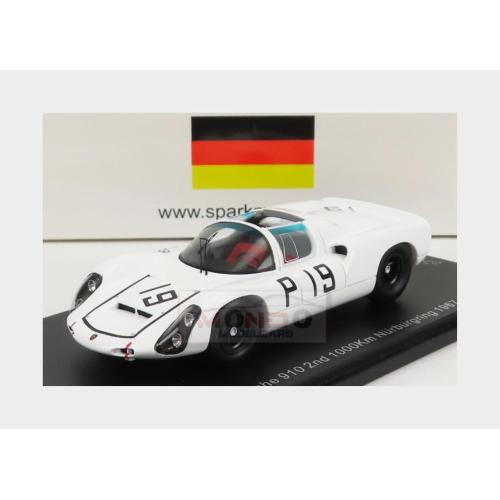 1:43 SPARK Porsche 910 #19 2Nd 1000Km Nurburgring 1967 P.Hawkins G.Koch White SG819