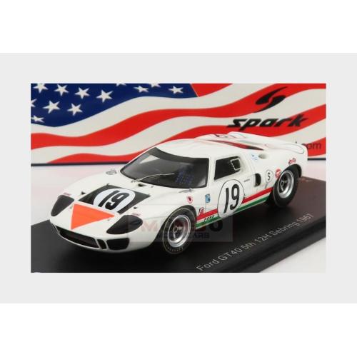 1:43 SPARK Ford Usa Gt40 Mkiv 7.0L V8 #19 12H Sebring 1967 N.Vaccarella U.Maglioli White US252