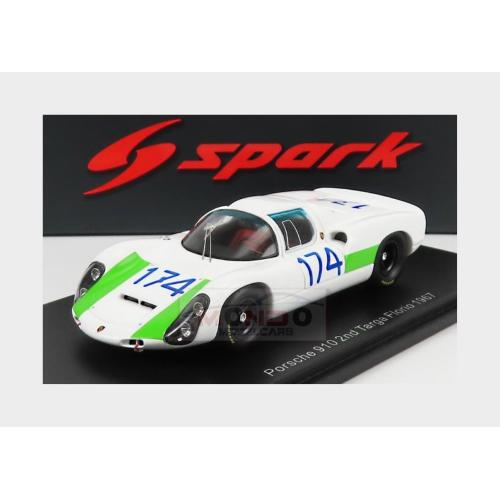 1:43 SPARK Porsche 910 #174 2Nd Targa Florio 1967 L.Cella G.Biscaldi White Green S9237
