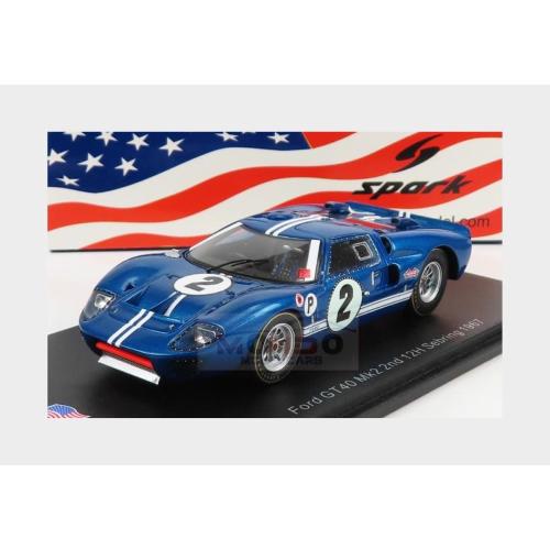 1:43 SPARK Ford Usa Gt40 Mkiv 7.0L V8 #2 2Nd 12H Sebring 1967 A.Foyt L.Ruby Blue US259