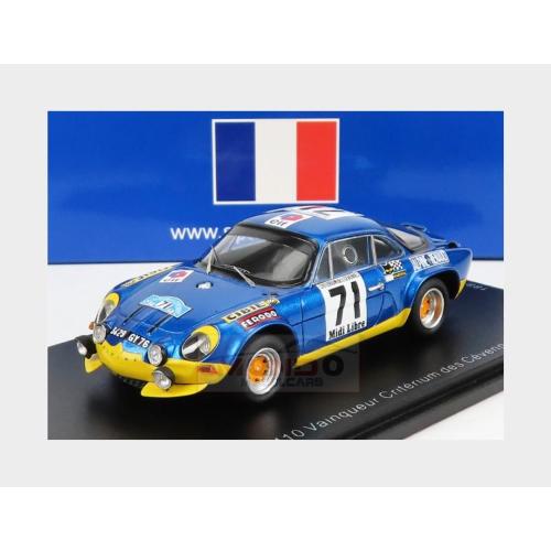 1:43 SPARK Renault Alpine A110 1600S #71 Winner Rally Criterium Des Cevennes 1971 B.Darniche A.Mahe Blue Met Yellow SF135