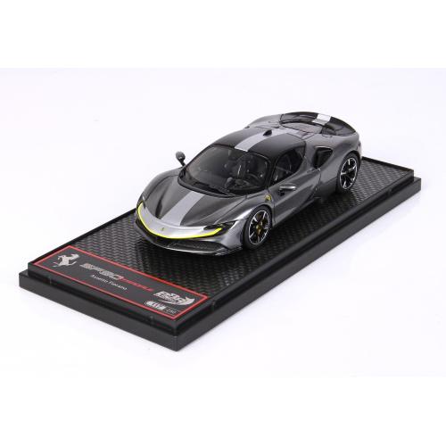 1:43 BBR Ferrari Sf90 Stradale Hybrid 1000Hp Pack Fiorano 2020 Grey Met Silver BBRC228RA