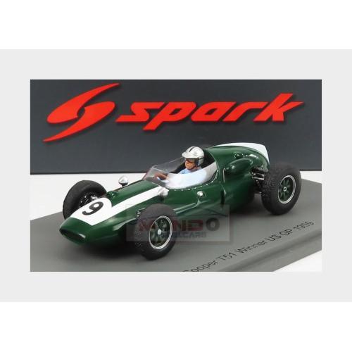 1:43 SPARK Cooper F1 T51 #9 Winner Usa Gp 1959 B.Mclaren Green White S8040