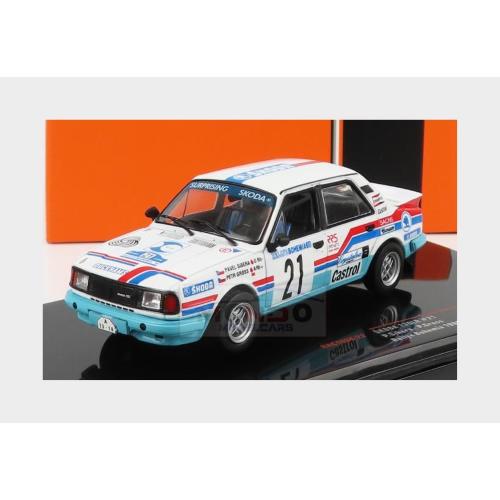 1:43 IXO Skoda 130Lr #21 Rally Bohemia 1988 P.Sibera P.Gross White Light Blue Red RAC408C.22