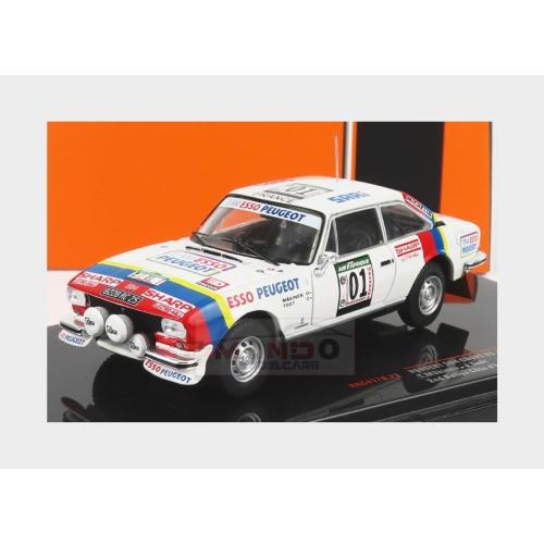 1:43 IXO Peugeot 504 Coupe V6 (Night Version) #01 2Nd Rally Cote D'Ivoire 1978 T.Makinen J.Todt White Red Blue RAC417B.22