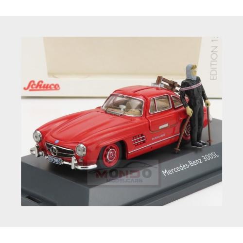 1:43 SCHUCO Mercedes Benz 300Sl Coupe Gullwing (W198) 1954 Con Sci With Figure And Ski Red 450376600