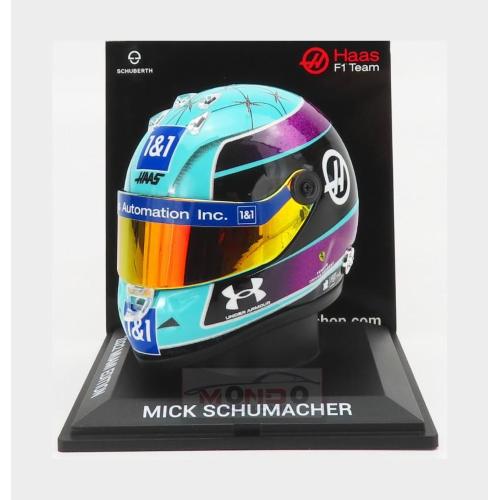 1:4 MINI HELMET Schuberth Helmet F1 Casco Helmet Vf-22 Team Haas #47 Miami Gp 2022 Mick Schumacher Light Blue Black MKS-MH-4-2022-Mi
