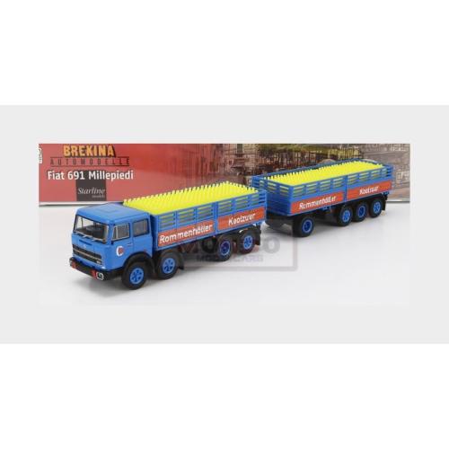 1:87 BREKINA PLAST Fiat 691 Truck Millepiedi Rommenholler Kooizuur 1970 Blue Black Yellow BRE58539