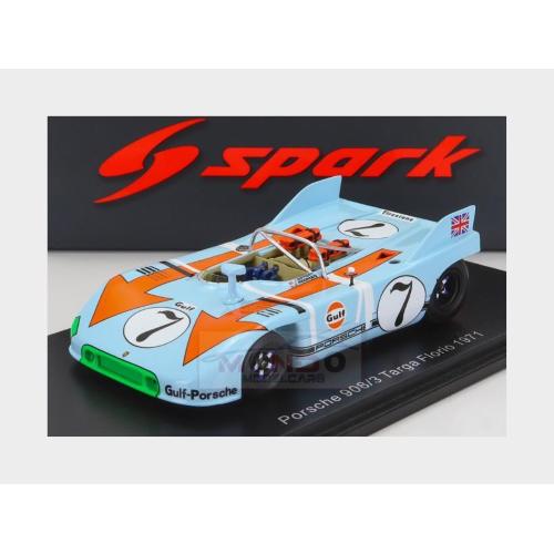 1:43 SPARK Porsche 908/3 Spider #7 Targa Florio 1971 J.Siffert B.Redman Light Blue S2330