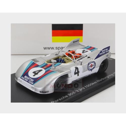 1:43 SPARK Porsche 908/3 Spider Team Martini Racing #4 3Rd 1000Km Nurburgring 1971 G.Van Lennep H.Marko Silver Red Blue SG518