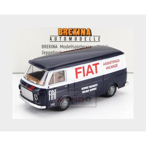 1:87 BREKINA PLAST Fiat 238 Minibus Van Assistenza Vacanze Fiat 1966 Blue White BRE34468