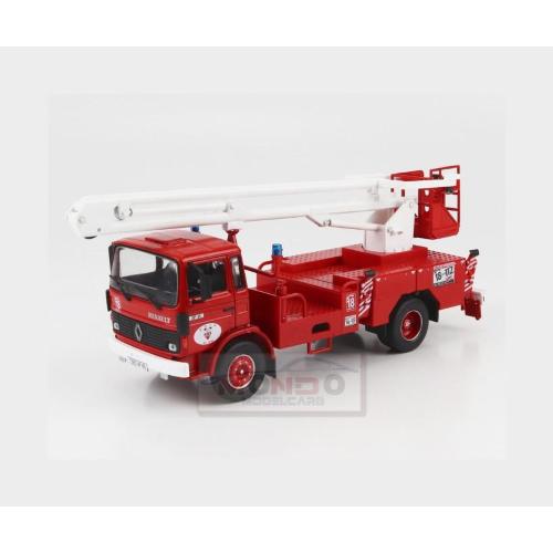 1:43 EDICOLA Renault Jp11 Truck Scala Crane Elevator Cestello Sapeurs Pompiers 1977 Red White WORLDFIRECENT037