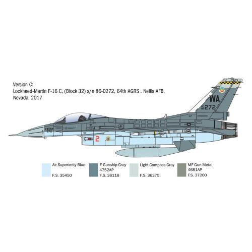 1:48 ITALERI Lockheed Martin F-16C Fighting Falcon Caccia Airplane 1978 Kit IT2825