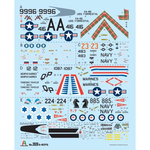 1:48 ITALERI Mcdonnel Douglas A-4 E/F/G/ Skyhawk Military Airplane 1955 Kit IT2826