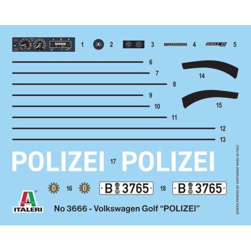 1:24 ITALERI Volkswagen Golf Polizei Kit IT3666