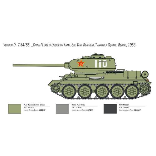 T-34/85 Korean War include canna in metallo e fotoincisioni Kit IT6585