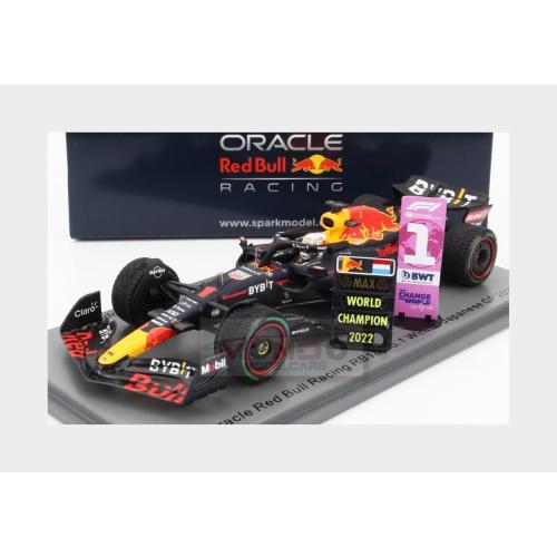 1:43 SPARK Red Bull F1 Rb18 Team Oracle Red Bull Racing #1 Winner Japan Gp With Pit Board World Champion 2022 Max Verstappen Matt Blue Yellow Red S8551