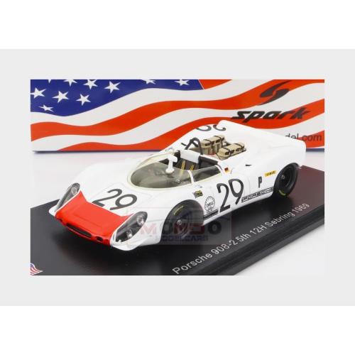 1:43 SPARK Porsche 908/2 #29 5Th 12H Sebring 1969 G.Mitter U.Schutz White Red US275