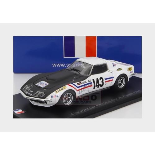 1:43 SPARK Chevrolet Corvette C3 #143 2Nd Tour De France Automobile 1969 H.Greder A.Vigneron White Black SF284