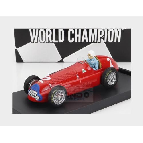 1:43 BRUMM Alfa Romeo F1 158 #2 World Champion Winner English Gp Nino Farina 1950 With Driver Figure Red R036B-CH